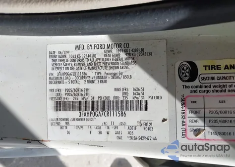 2012 Ford Fusion S from USA, damaged, VIN 3FAHP0GA7CR111586